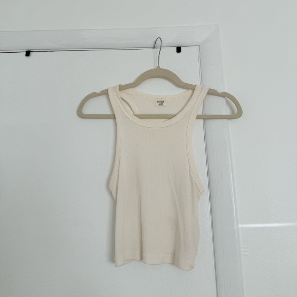 Aritzia Sunday Best white racer tank top